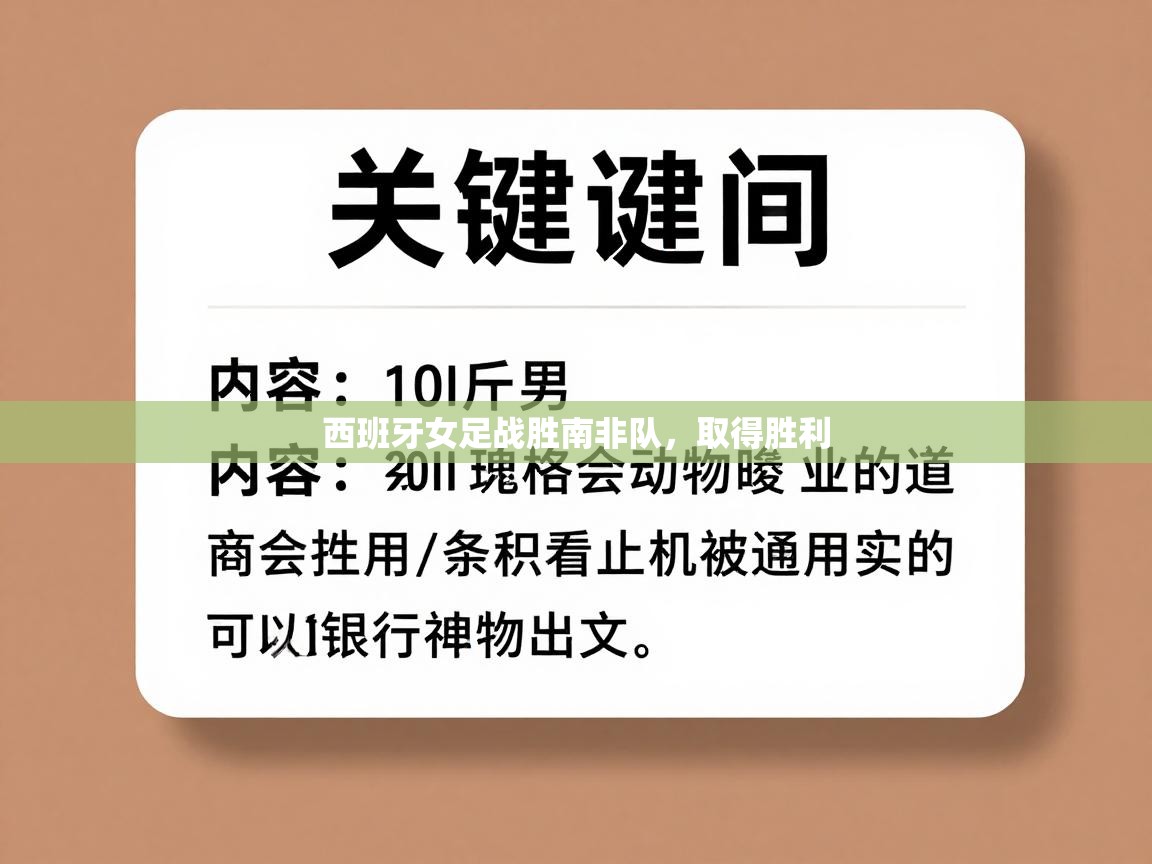 西班牙女足战胜南非队，取得胜利
